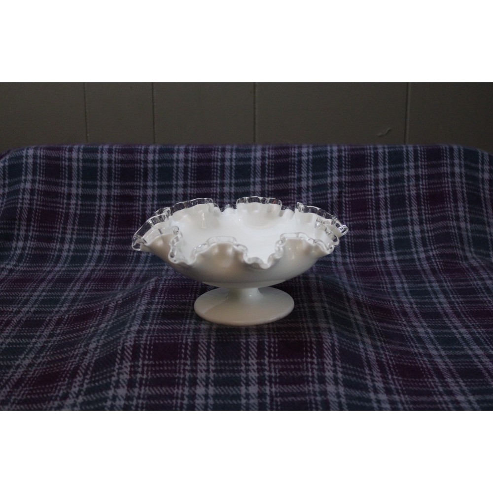 Fenton Silver Crest Milk Glass Footed Bowl - Picture 5 of 8